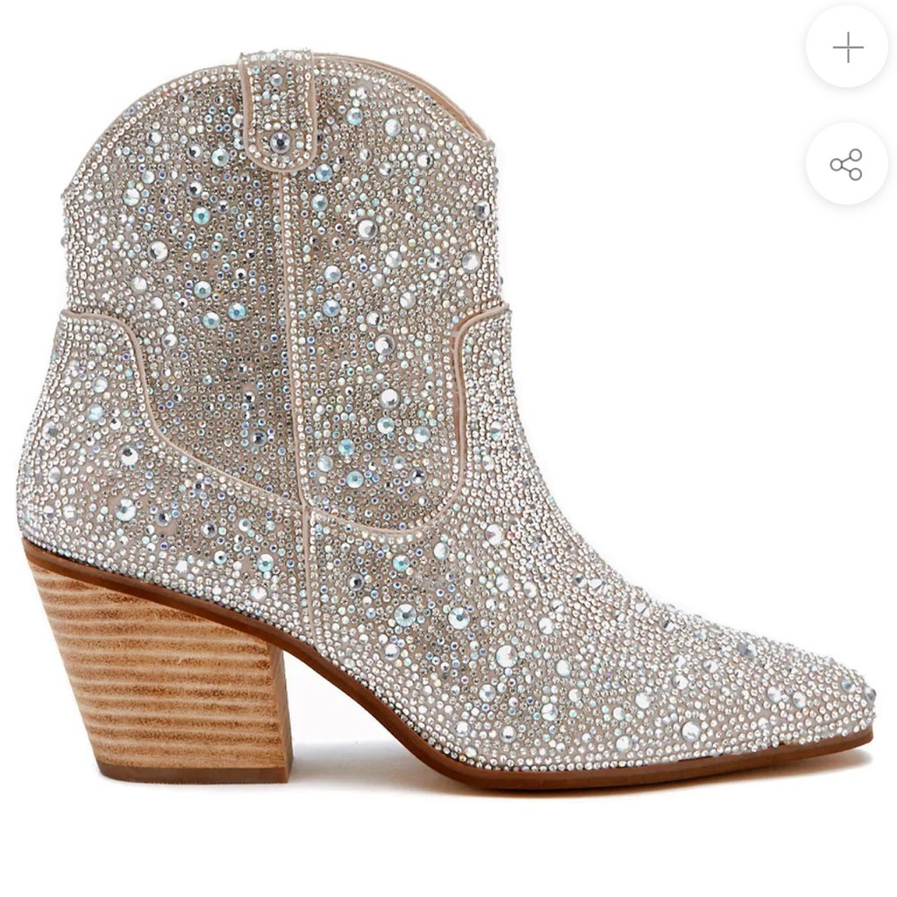Matisse Harlow Western Ankle Boot in Clear Rhinestone